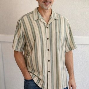 Tommy Bahama Silk Shirt in Gray and Cream